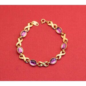 Infinity Link Garnet Gold Tone Bracelet 7 Inches By Avon F15